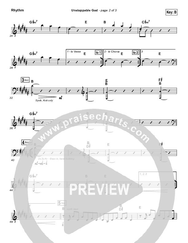 Unstoppable God Rhythm Chart (Elevation Worship)