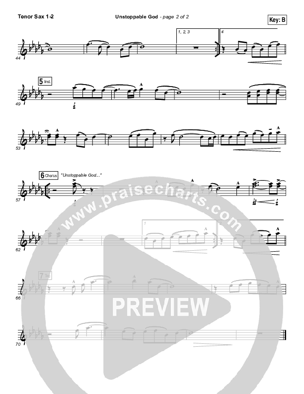 Unstoppable God Tenor Sax 1/2 (Elevation Worship)