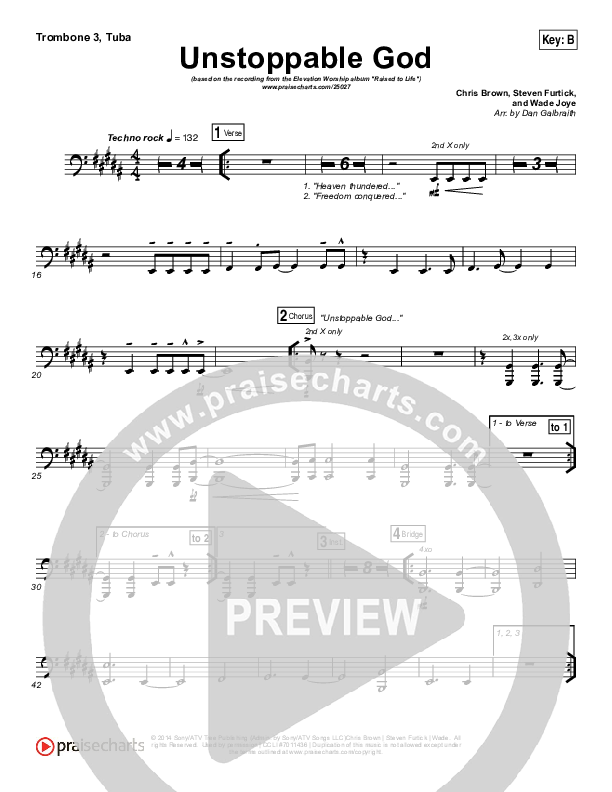 Unstoppable God Trombone 3/Tuba (Elevation Worship)