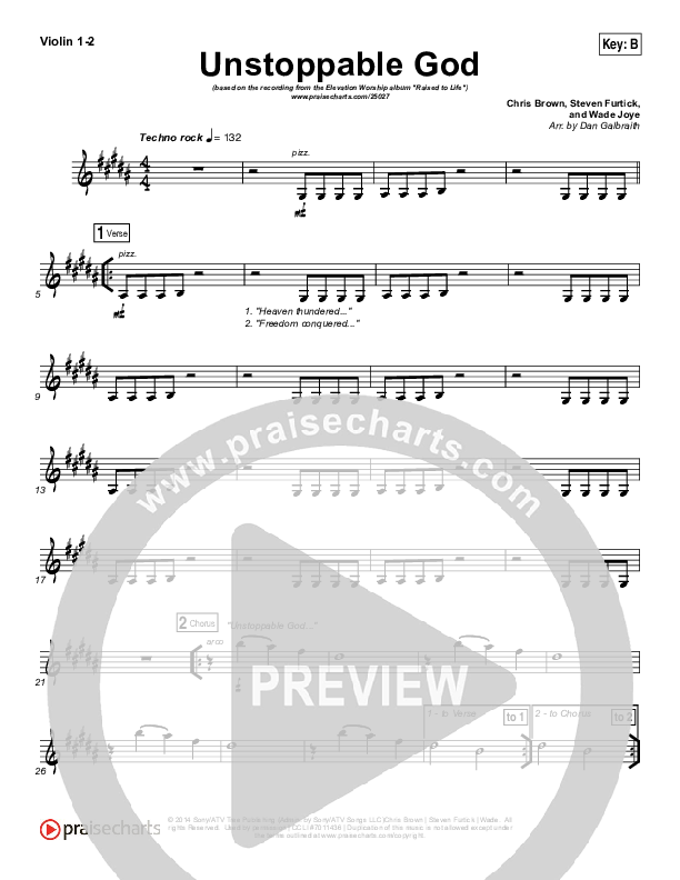 Unstoppable God Violin Sheet Music PDF (Elevation Worship) PraiseCharts