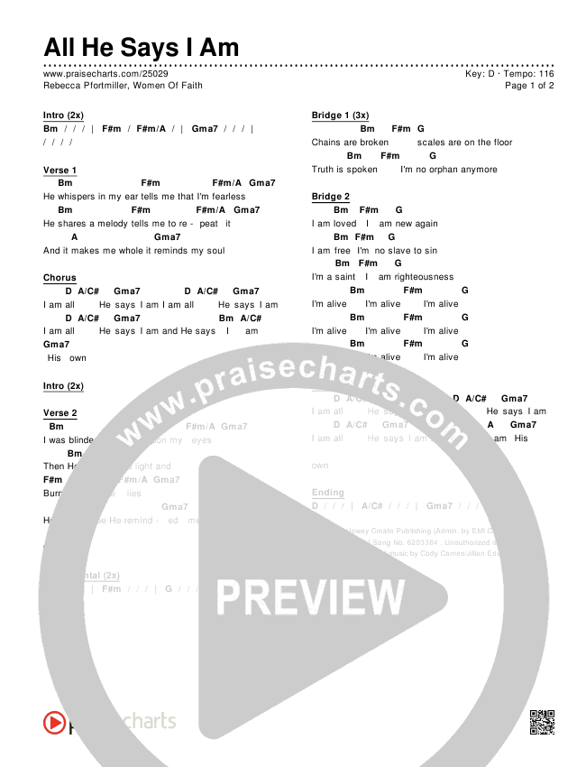 All He Says I Am Chords & Lyrics (Rebecca Pfortmiller / Gateway Worship)