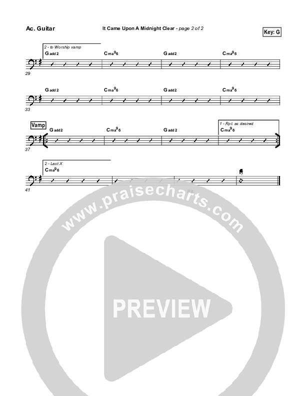 It Came Upon A Midnight Clear Acoustic Guitar (Kari Jobe / PraiseCharts Band / Arr. Daniel Galbraith)