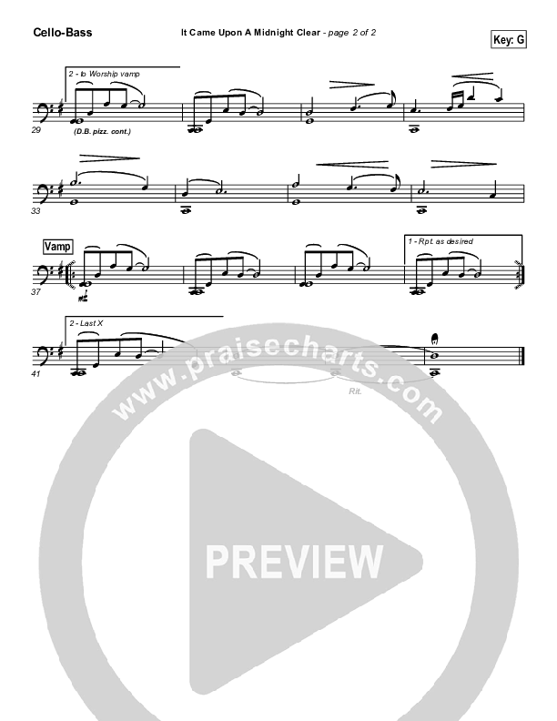 It Came Upon A Midnight Clear Cello/Bass (Kari Jobe / PraiseCharts Band / Arr. Daniel Galbraith)