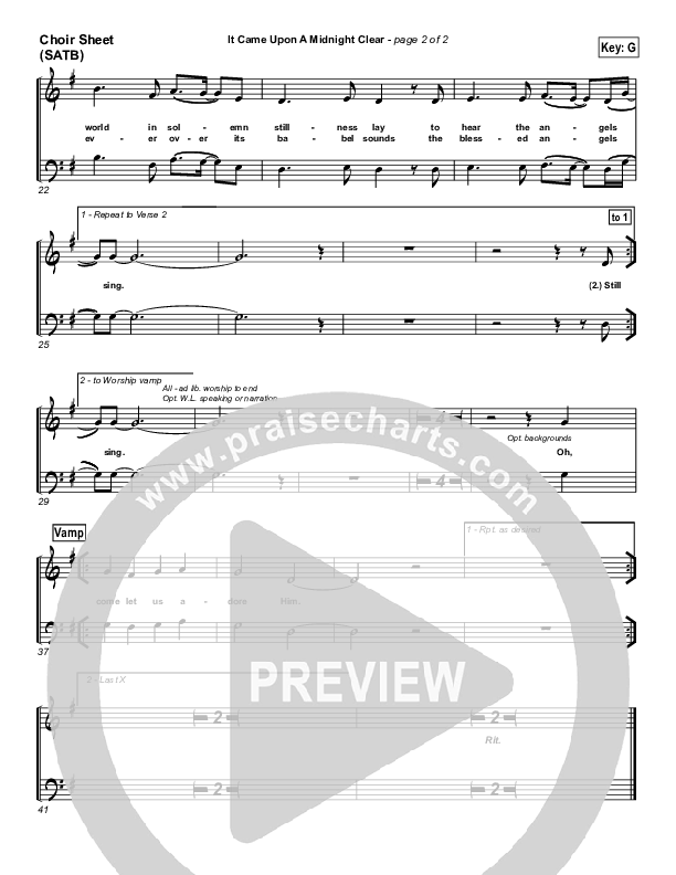 It Came Upon A Midnight Clear Choir Sheet (SATB) (Kari Jobe / PraiseCharts Band / Arr. Daniel Galbraith)