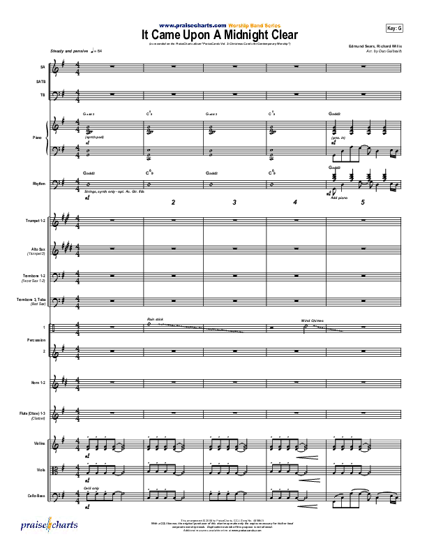 It Came Upon A Midnight Clear Conductor's Score (Kari Jobe / PraiseCharts Band / Arr. Daniel Galbraith)