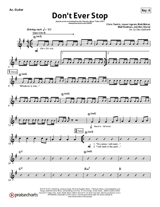 Don't Ever Stop Acoustic Guitar (Chris Tomlin / Passion)