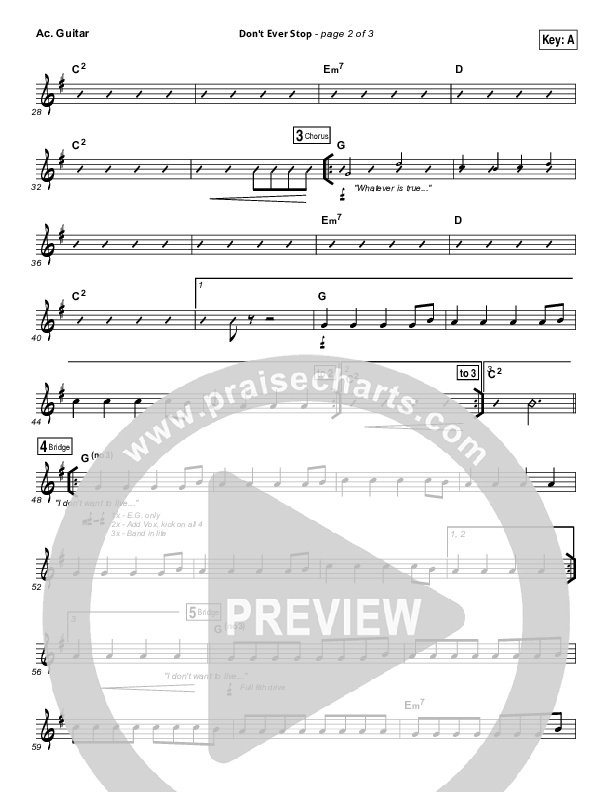 Don't Ever Stop Acoustic Guitar (Chris Tomlin / Passion)