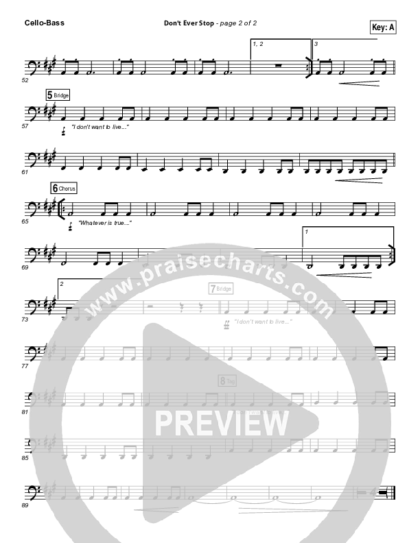 Don't Ever Stop Cello/Bass (Chris Tomlin / Passion)