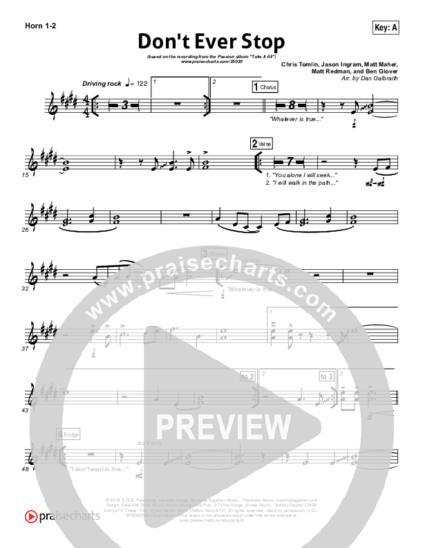 Don't Ever Stop French Horn 1/2 (Chris Tomlin / Passion)