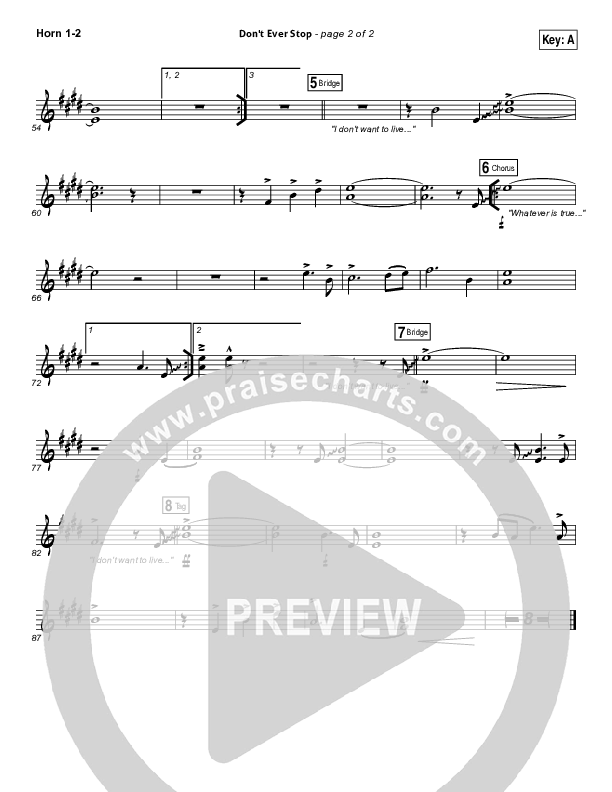 Don't Ever Stop French Horn 1/2 (Chris Tomlin / Passion)