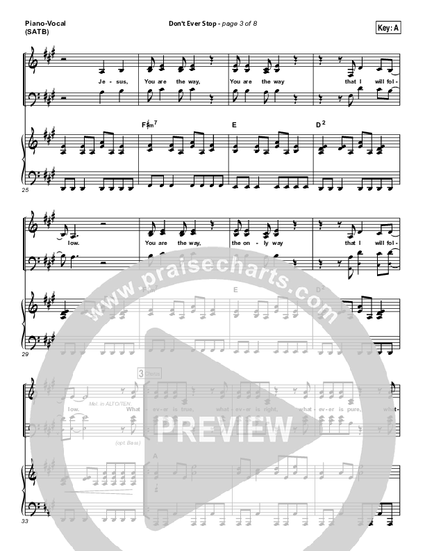 Don't Ever Stop Piano/Vocal (SATB) (Chris Tomlin / Passion)