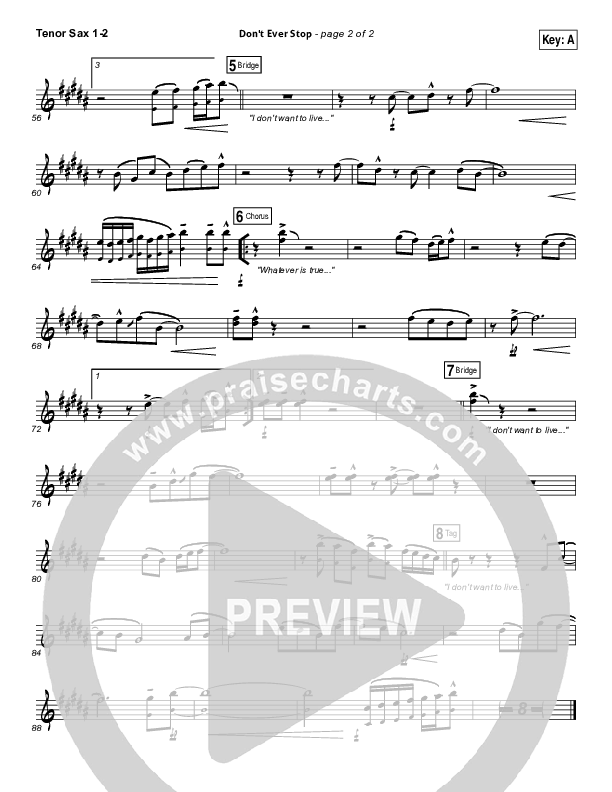Don't Ever Stop Tenor Sax 1/2 (Chris Tomlin / Passion)
