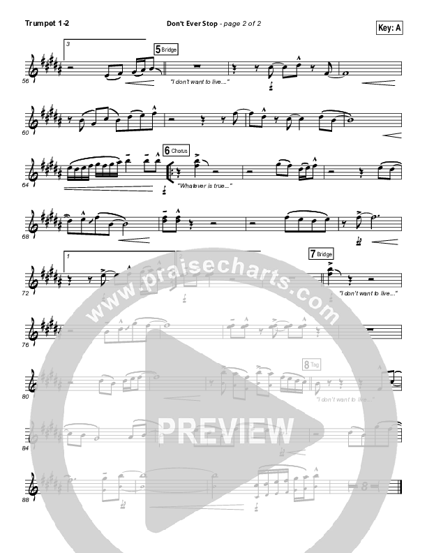Don't Ever Stop Trumpet 1,2 (Chris Tomlin / Passion)
