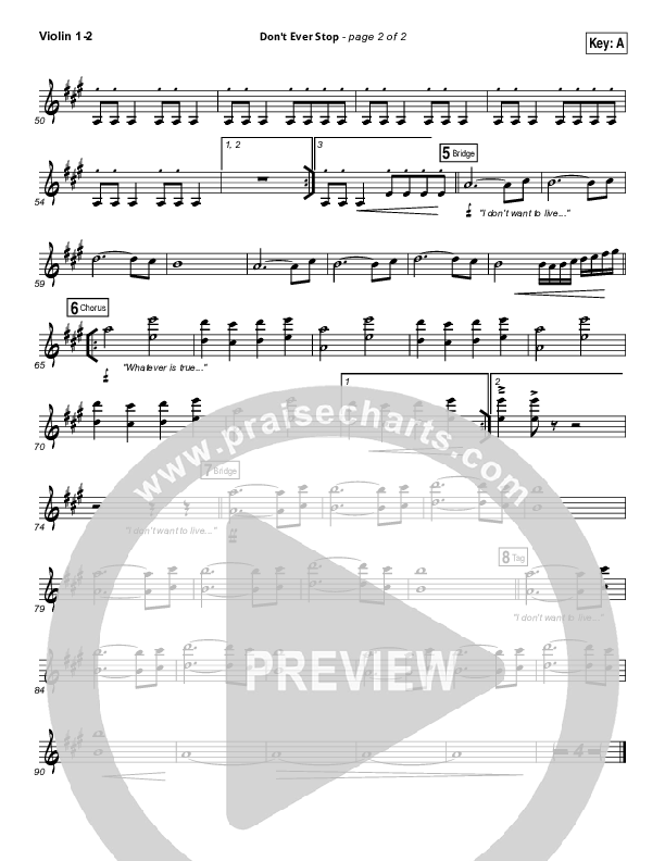 Don't Ever Stop Violin 1/2 (Chris Tomlin / Passion)