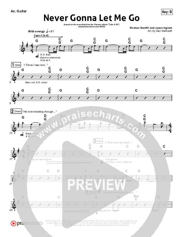 Never Gonna Let Me Go Rhythm Chart (Kristian Stanfill / Passion)