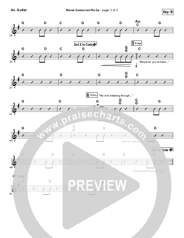 Never Gonna Let Me Go Acoustic Guitar (Kristian Stanfill / Passion)