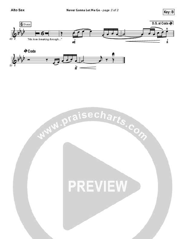 Never Gonna Let Me Go Alto Sax (Kristian Stanfill / Passion)