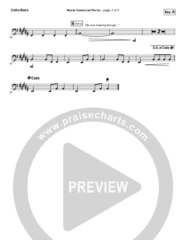 Never Gonna Let Me Go Cello/Bass (Kristian Stanfill / Passion)