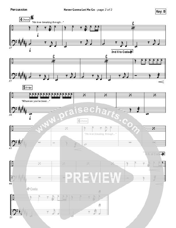 Never Gonna Let Me Go Percussion (Kristian Stanfill / Passion)