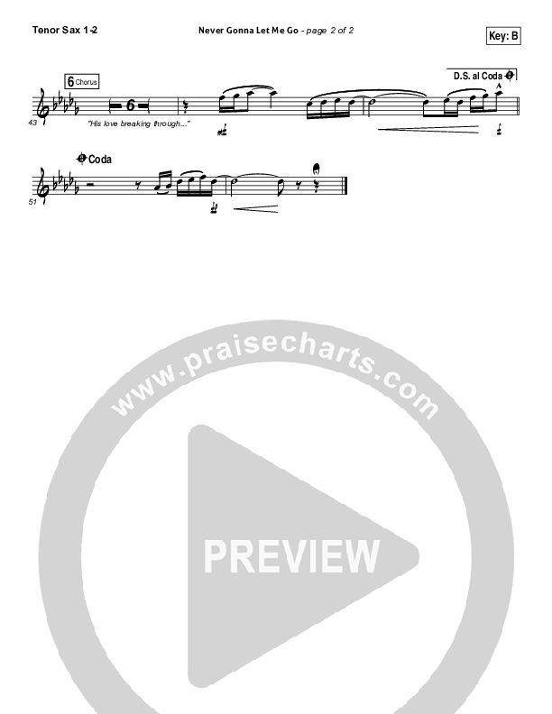Never Gonna Let Me Go Tenor Sax 1/2 (Kristian Stanfill / Passion)