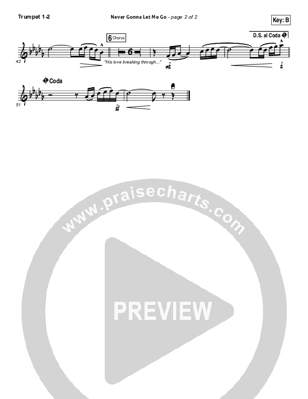 Never Gonna Let Me Go Trumpet 1,2 (Kristian Stanfill / Passion)