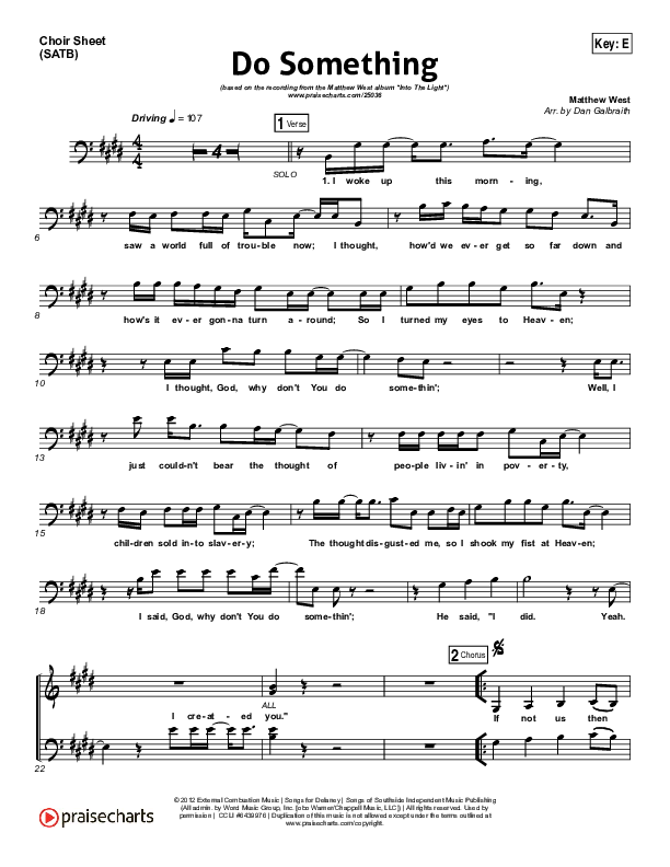 Do Something Choir Vocals (SATB) (Matthew West)