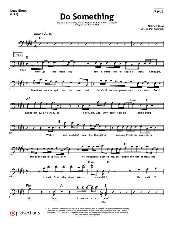 Do Something Lead Sheet (SAT) (Matthew West)