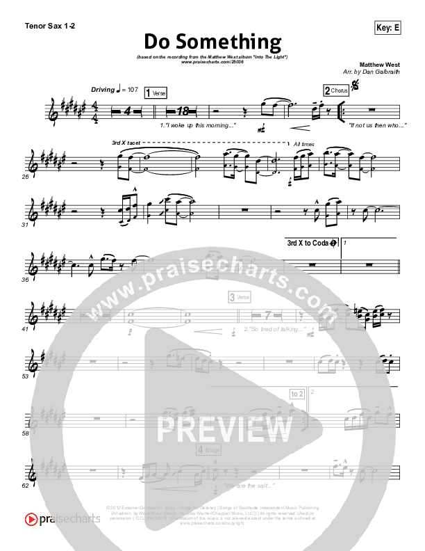 Do Something Tenor Sax 1/2 (Matthew West)
