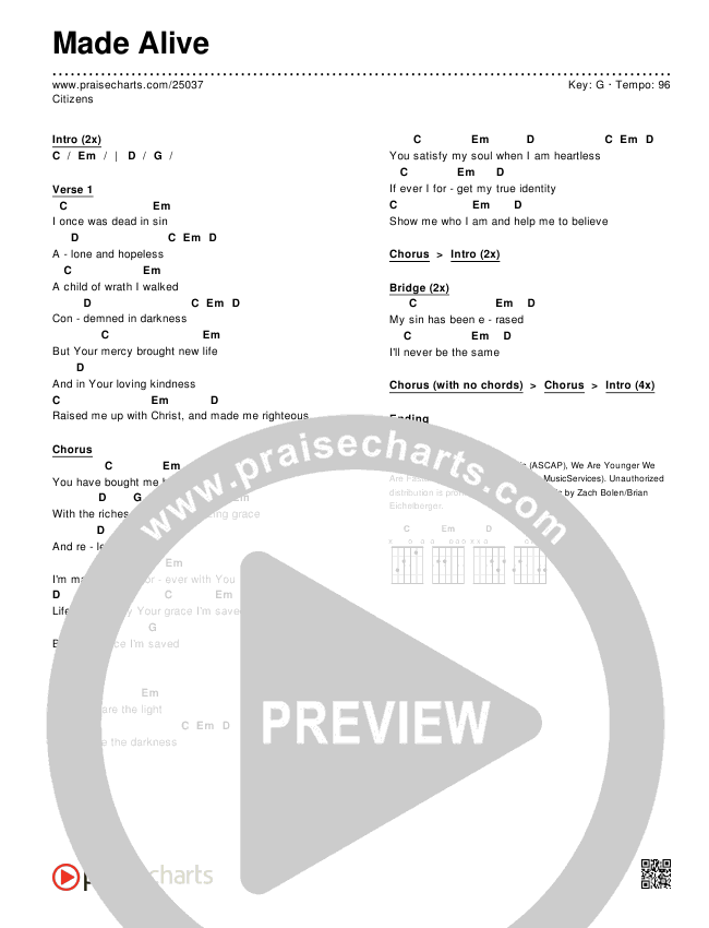 Made Alive Chords & Lyrics (Citizens)