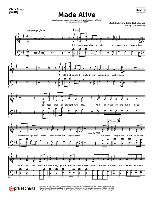 Made Alive Choir Vocals (SATB) (Citizens)