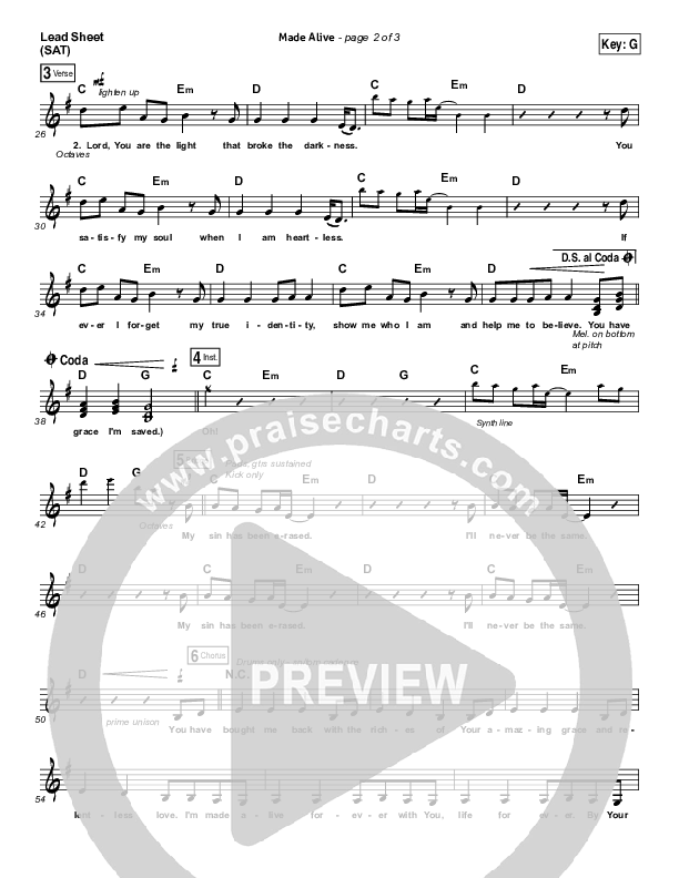 Made Alive Lead Sheet (SAT) (Citizens)
