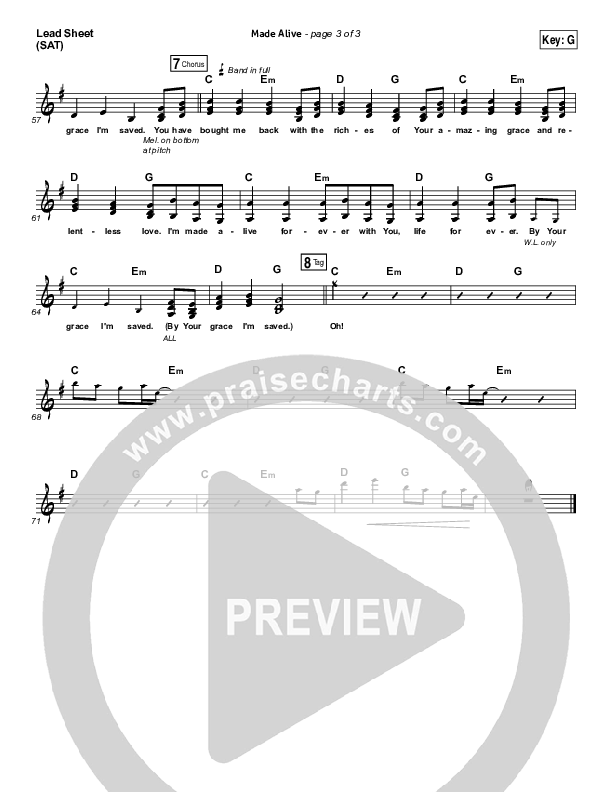 Made Alive Lead Sheet (SAT) (Citizens)