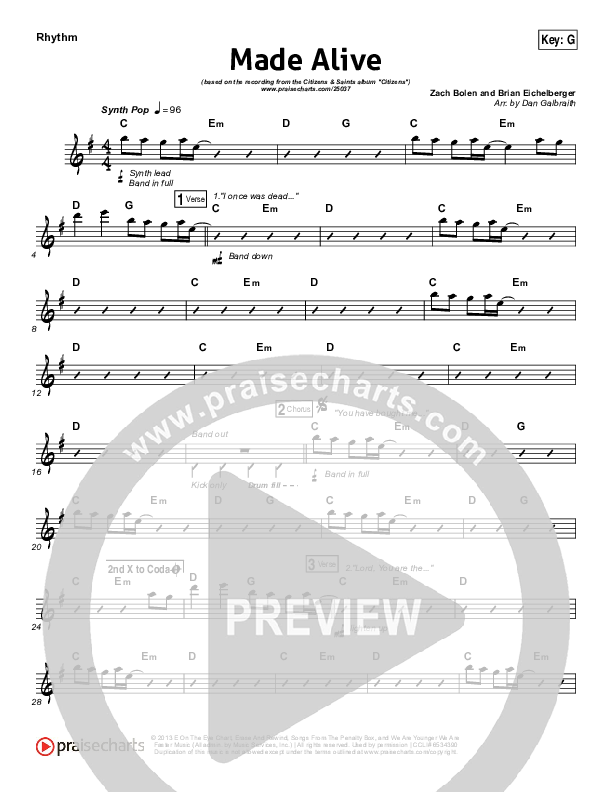 Made Alive Rhythm Chart (Citizens)