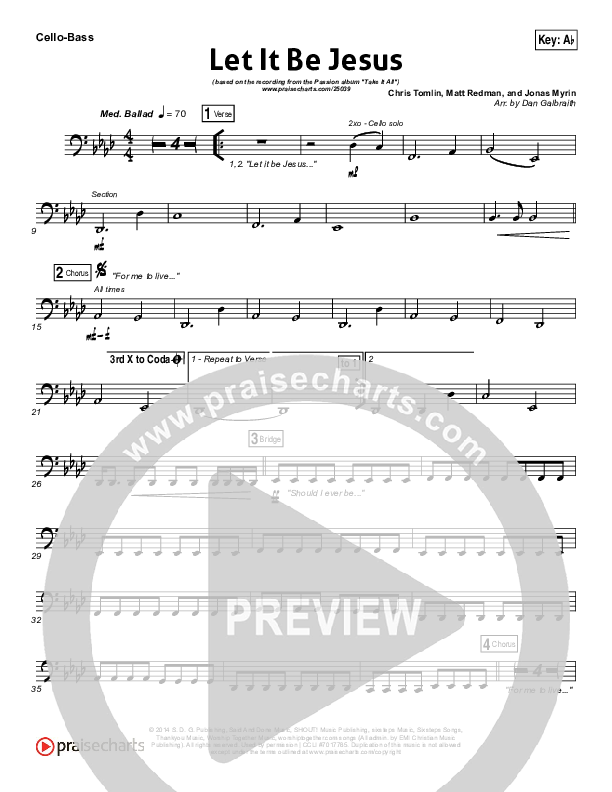 Let It Be Jesus Cello/Bass (Christy Nockels / Passion)