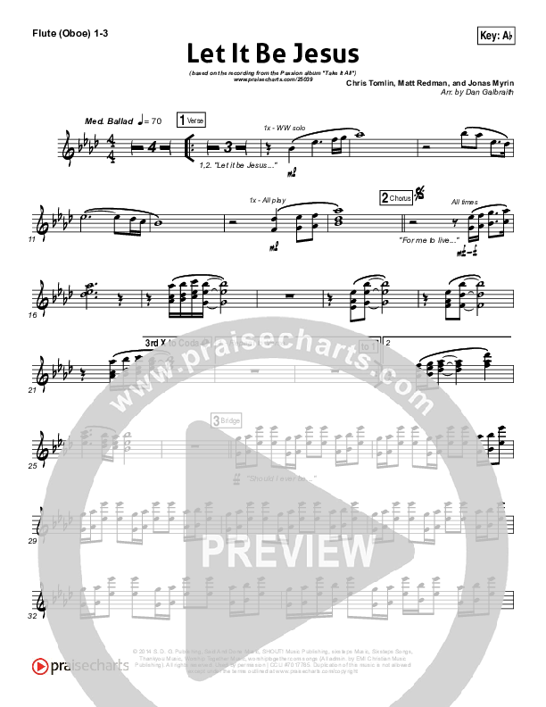 Let It Be Jesus Flute/Oboe 1/2/3 (Christy Nockels / Passion)