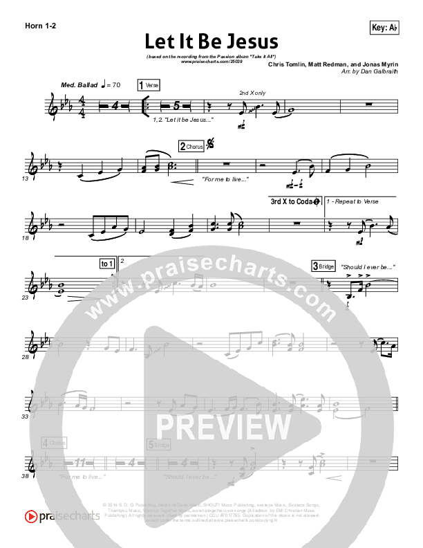 Let It Be Jesus French Horn 1/2 (Christy Nockels / Passion)