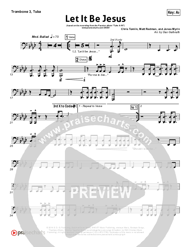 Let It Be Jesus Trombone 3/Tuba (Christy Nockels / Passion)