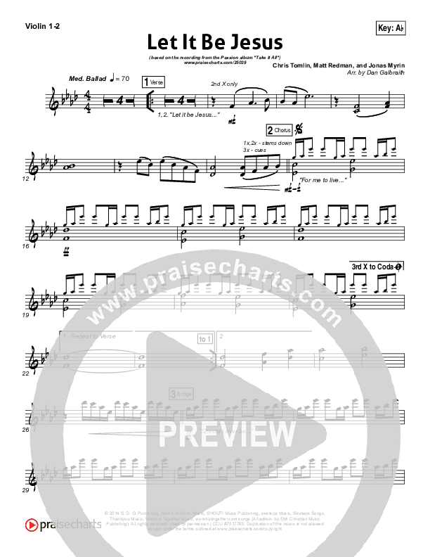 Let It Be Jesus Violin 1/2 (Christy Nockels / Passion)