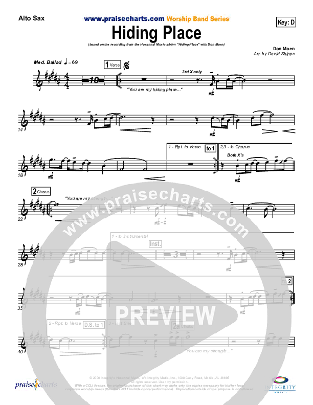 Hiding Place Alto Sax (Don Moen)