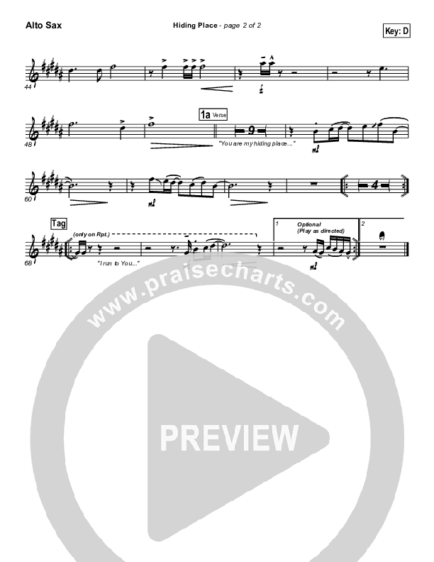 Hiding Place Alto Sax (Don Moen)