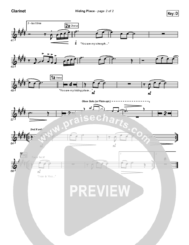 Hiding Place Clarinet (Don Moen)