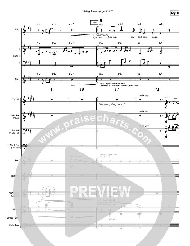 Hiding Place Conductor's Score (Don Moen)