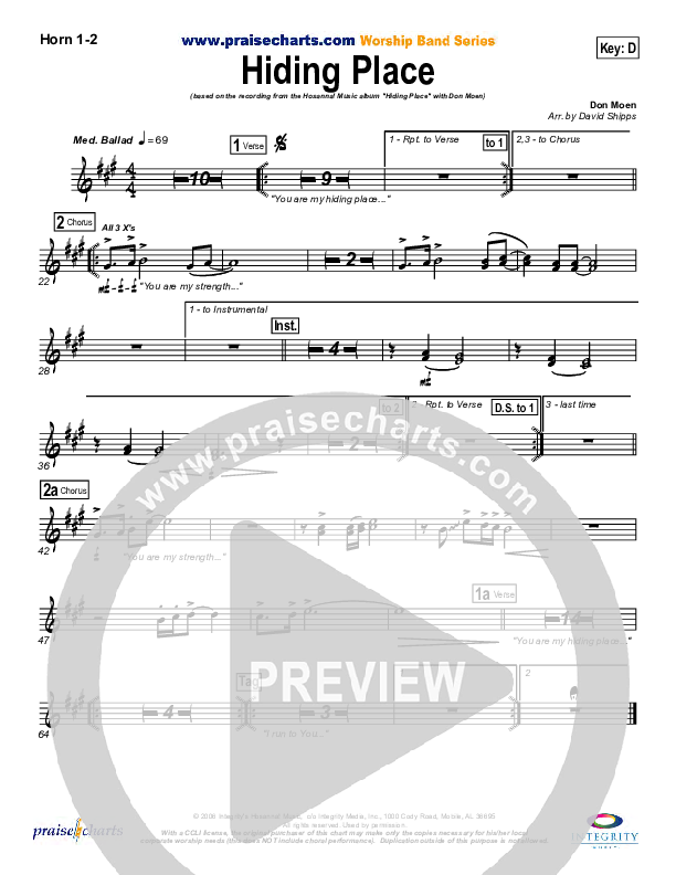 Hiding Place French Horn 1/2 (Don Moen)