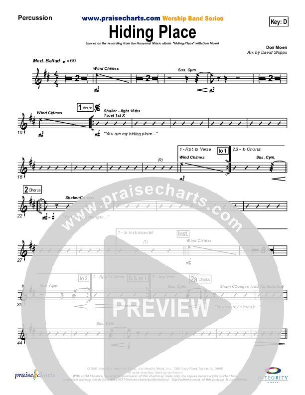 Hiding Place Percussion (Don Moen)