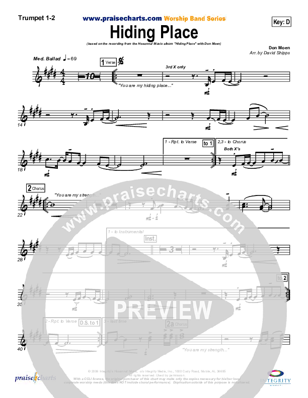 Hiding Place Trumpet 1,2 (Don Moen)