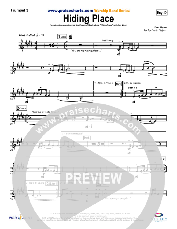 Hiding Place Trumpet 3 (Don Moen)