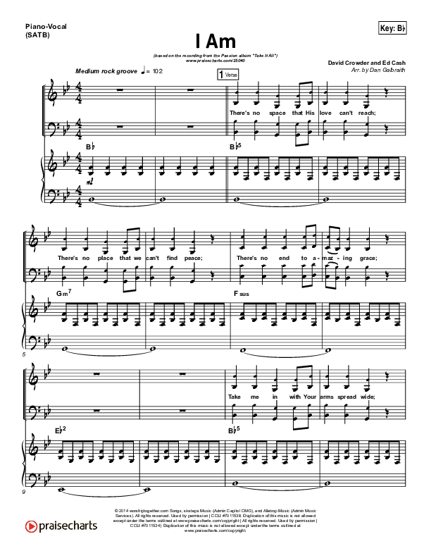 I Am Piano/Vocal (SATB) (David Crowder / Passion)