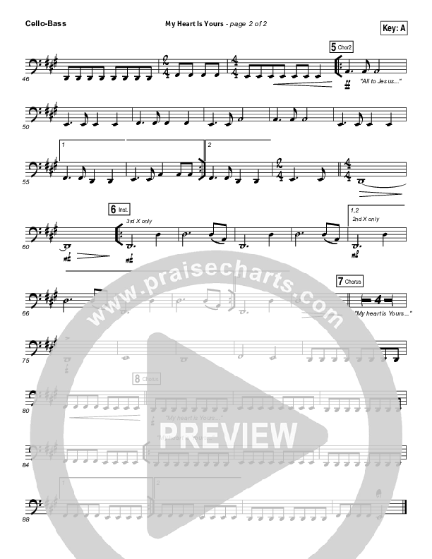 My Heart Is Yours Cello/Bass (Kristian Stanfill / Passion)