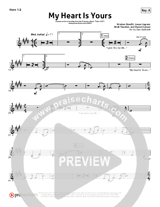 My Heart Is Yours French Horn 1/2 (Kristian Stanfill / Passion)