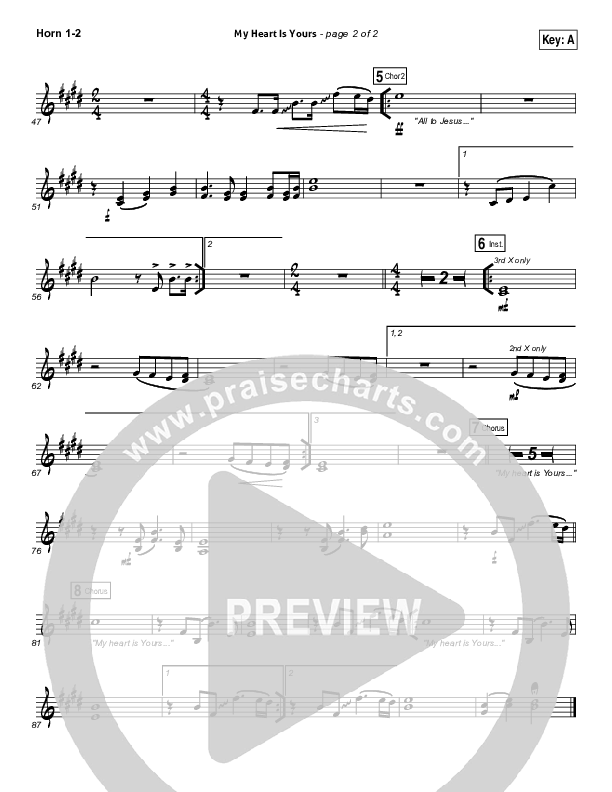 My Heart Is Yours French Horn 1/2 (Kristian Stanfill / Passion)